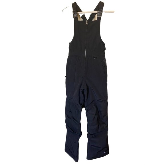 Lands End Black Ski Bib Overall Kids Size 12 With Adjustable Straps & Full Zippe - Picture 1 of 7